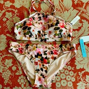 ANTONIO MELANI NWT Pink Rose Floral Bikini SET L